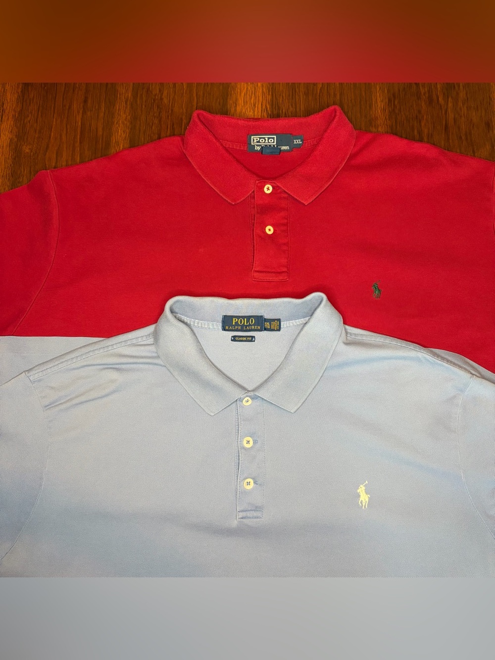 Set of 2 Polo Ralph Lauren Classic Fit Mens XXL 2XL Red / Blue Cotton Shirt